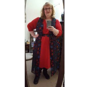 City Chic Folk Dance Sheer Kimono Duster, 24